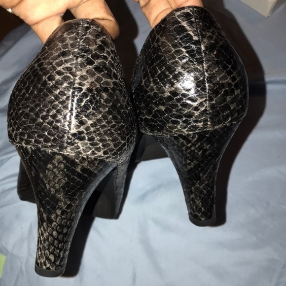 New Ella Black Snake print open toe heels size 13w - Picture 7 of 7